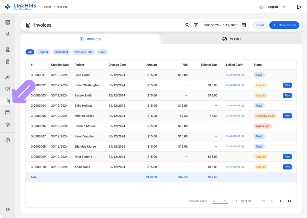 LinkHMS create claims 1