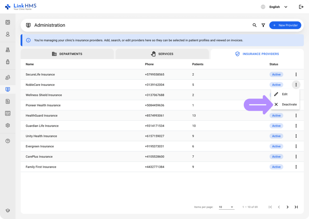 LinkHMS create insurance provider 14