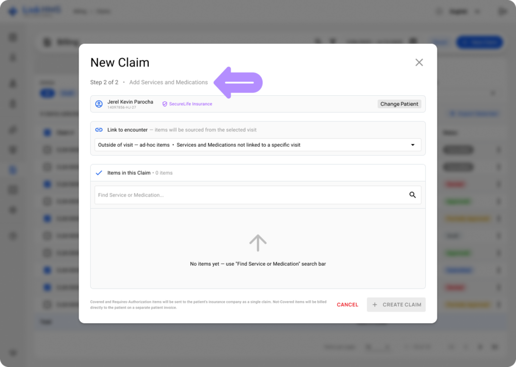 inkHMS create claims 7