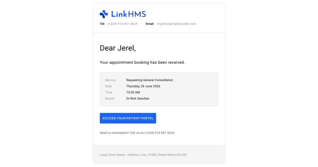 LinkHMS email notifications 12
