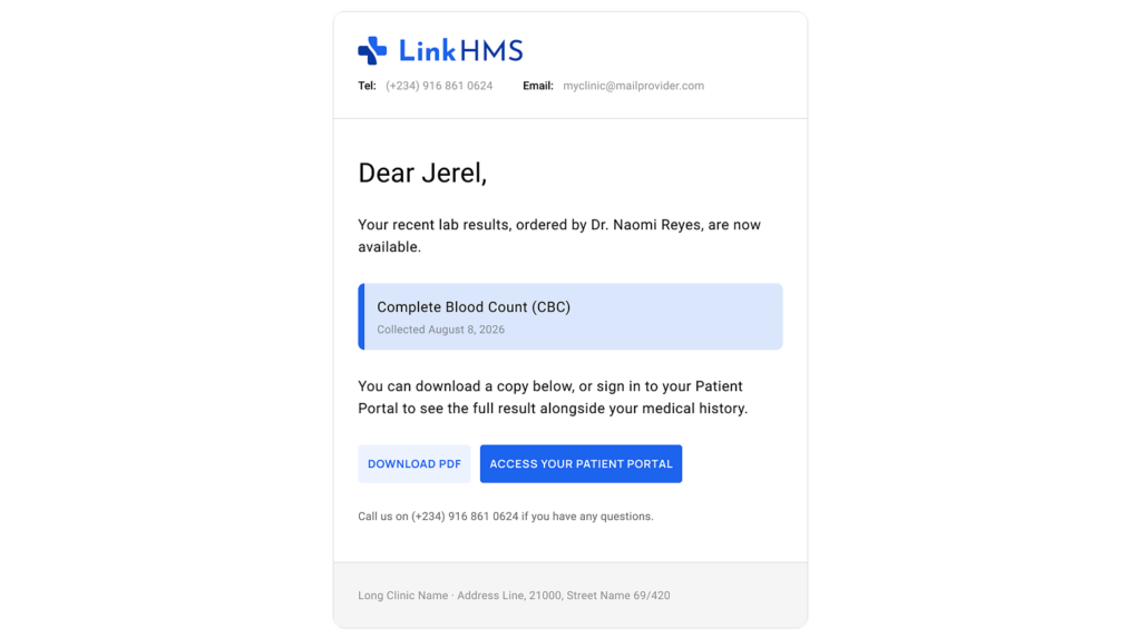 LinkHMS email notifications 13